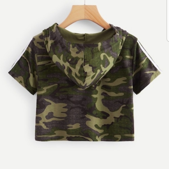 CROP TOP HOODIE DRAW STRONG TOP - Picture 2 of 4